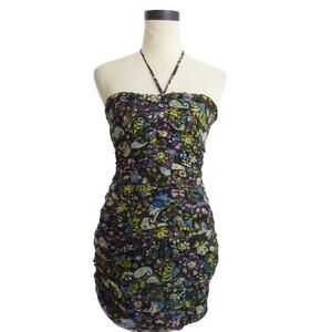 Zara Floral Chiffon Mini Dress String Halter Dress M